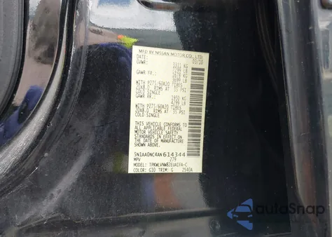 2010 Nissan Armada Platinum from USA, damaged, VIN 5N1AA0NC4AN614344